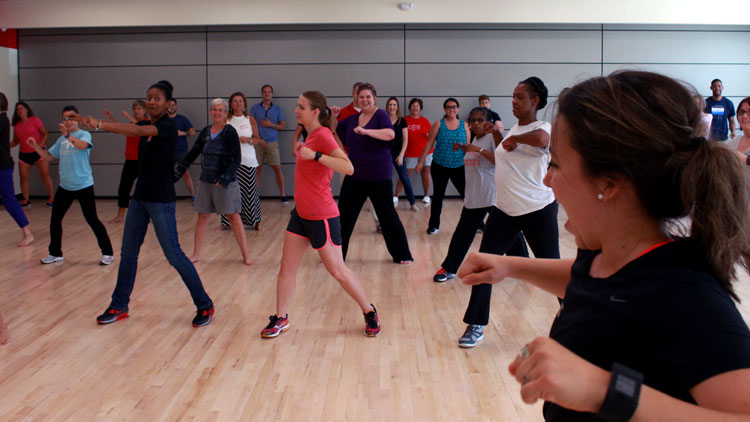 NC State Employees participating in private group fitness class