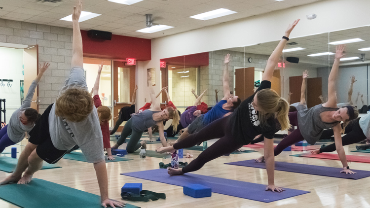 NC State Students taking Yoga Flow Class