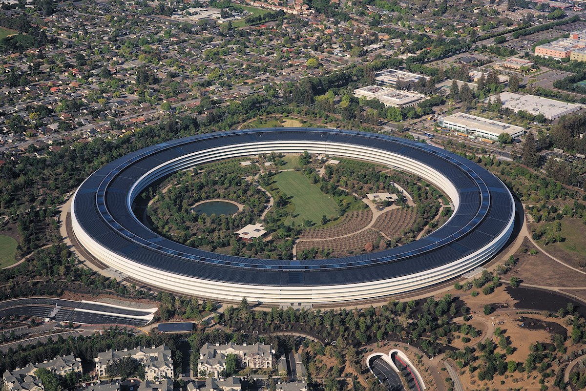 Aerial shot of Apple's headquarters