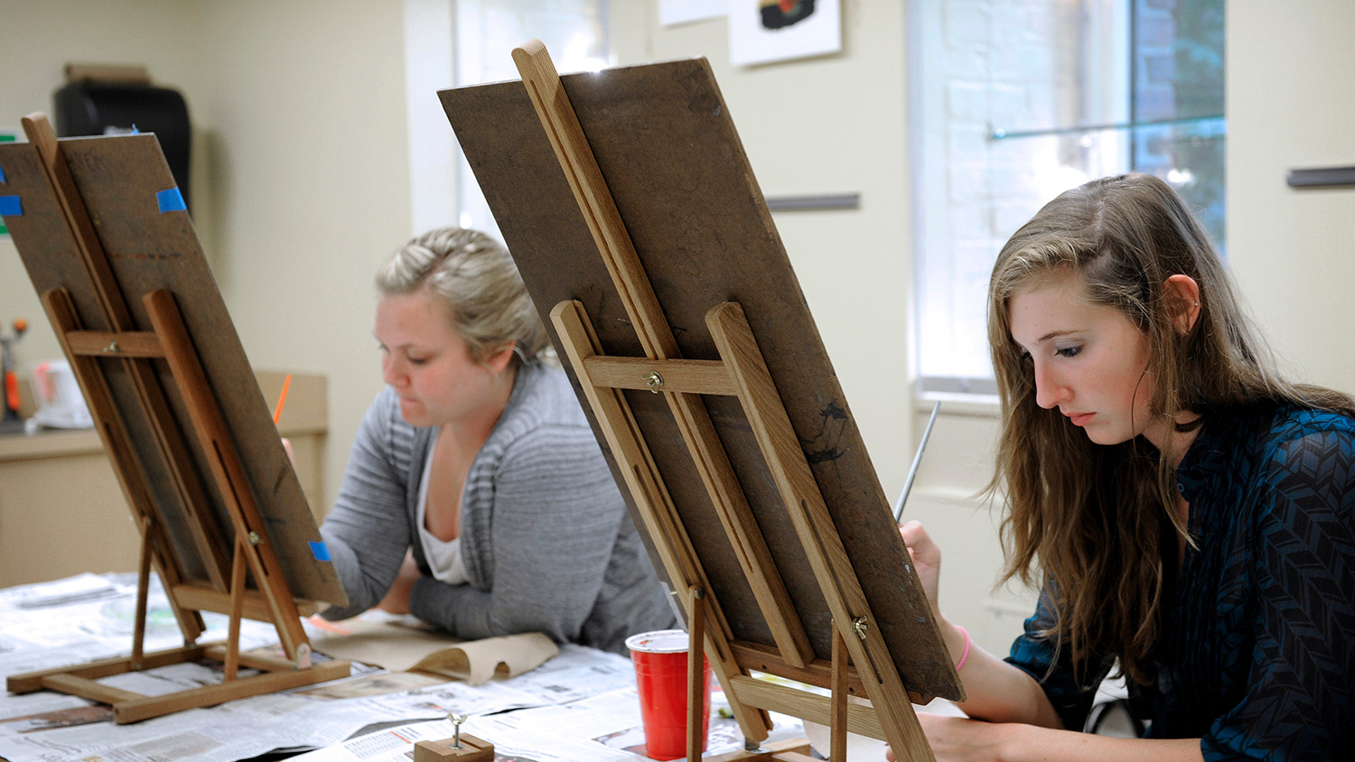 students at an easel
