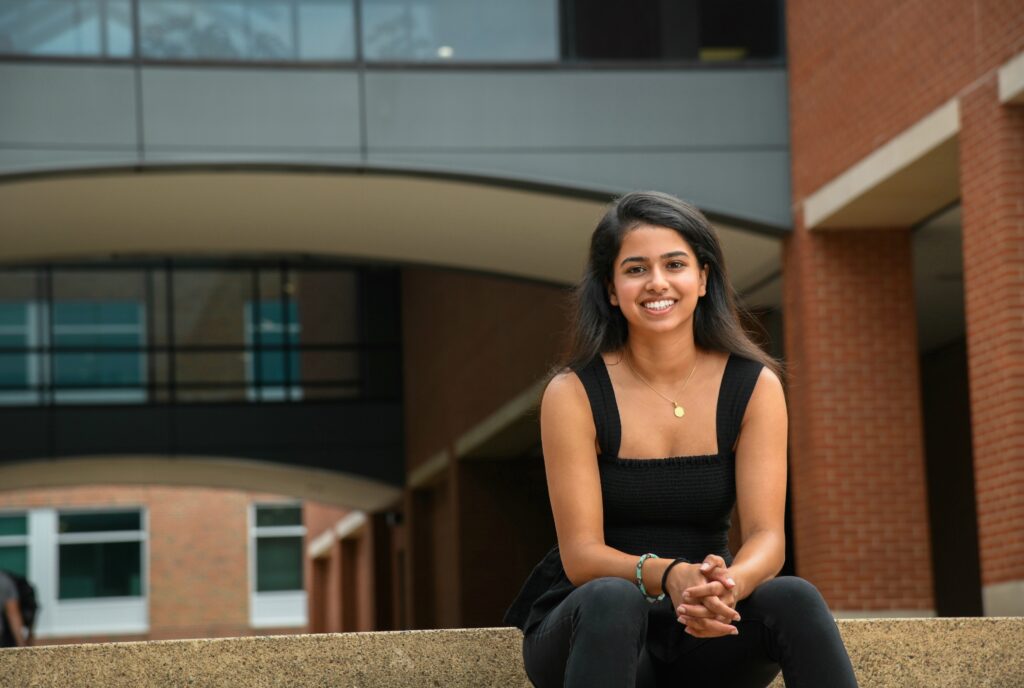 Ritika Shamdasani pictured in front of the Wilson College of Textiles building
