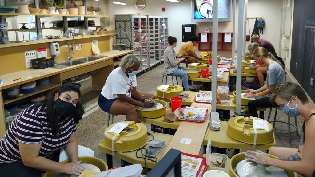 A pottery class at the Crafts Center in August