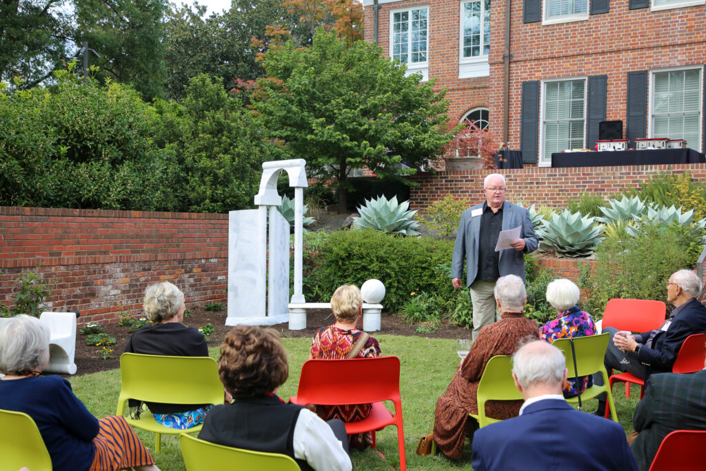 Gregg Museum Director Roger Manley gives remarks about Italian Reflections at a dedication ceremony in October.