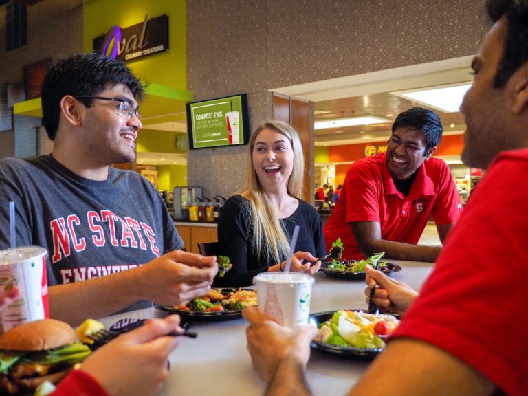 Image of students dining together at NC State