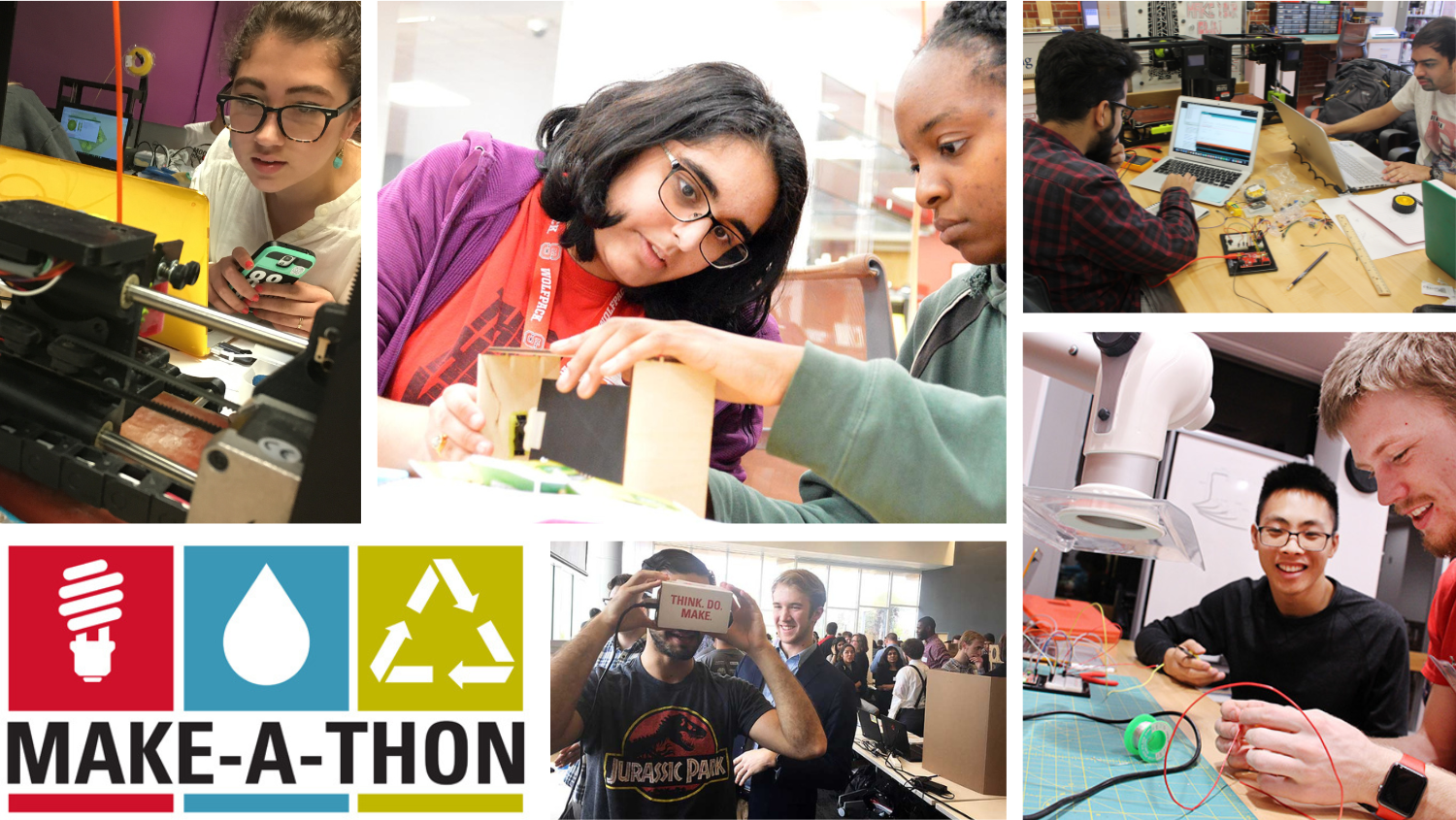 A collage of photos related to Make-A-Thon