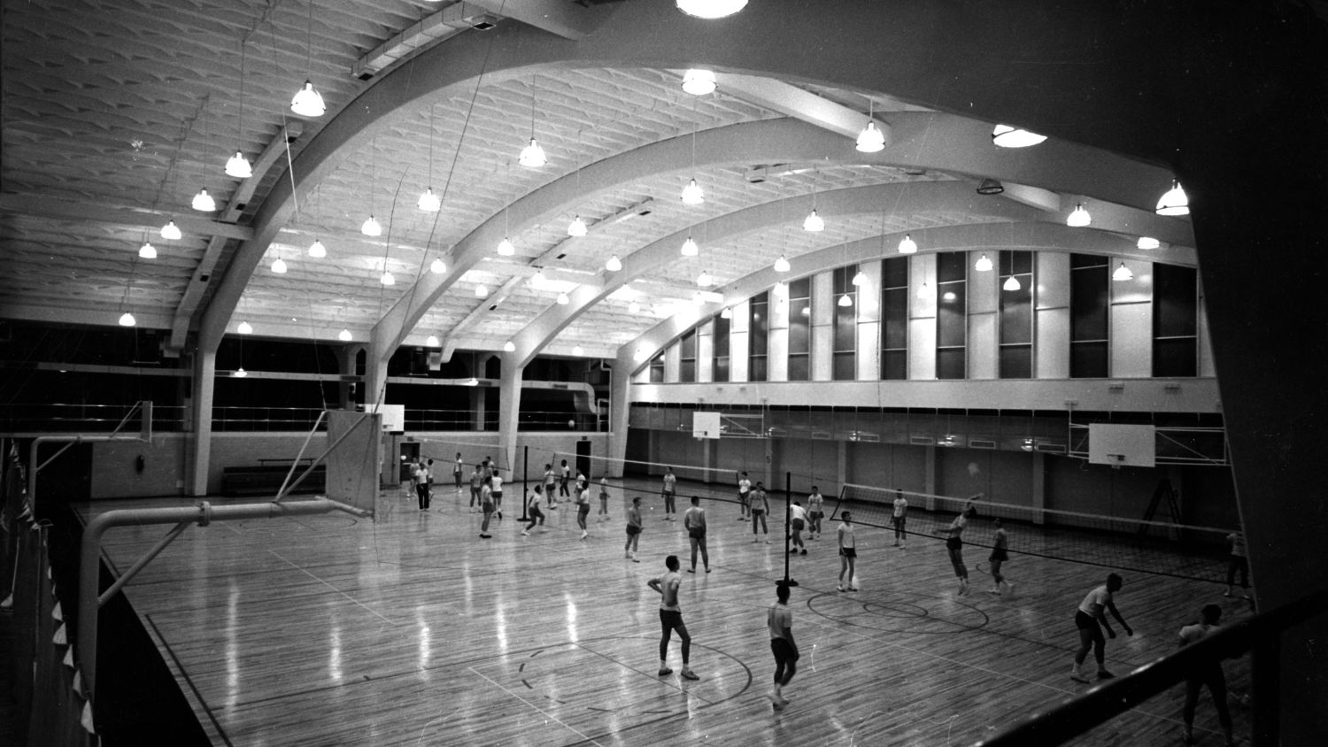 Intramural volleyball games in Carmichael Gym