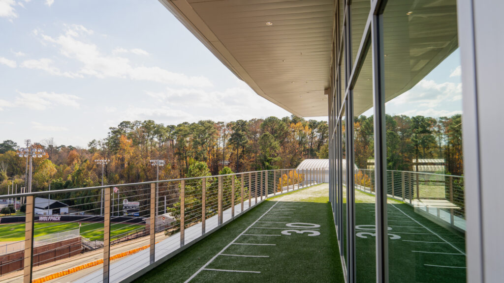 The outdoor turf at Carmichael Gym. 