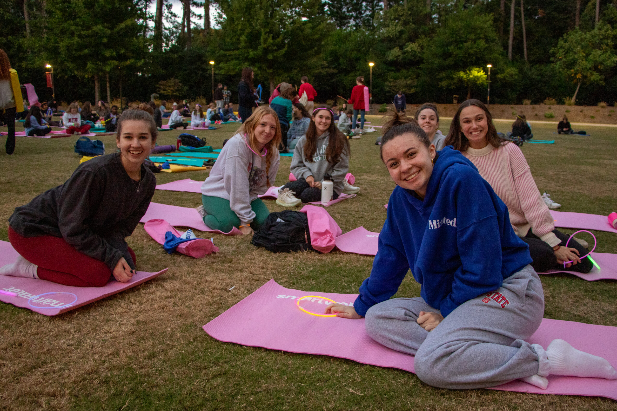 students at a Glowga event