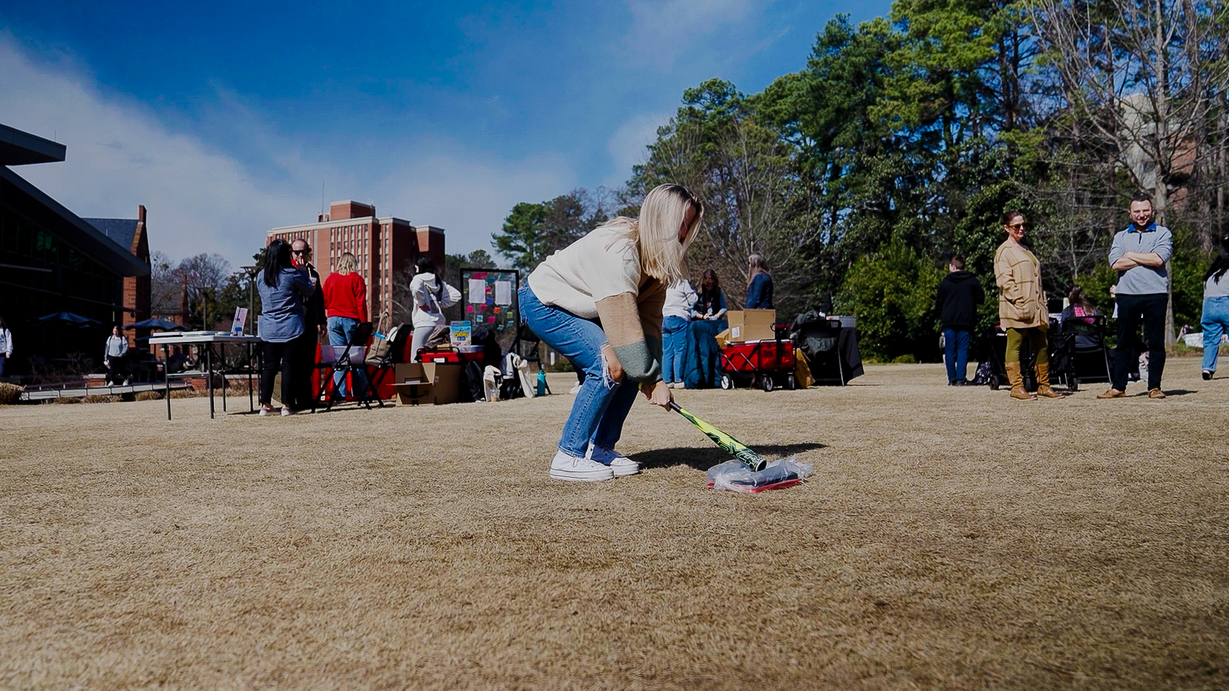 A student smashes a scale at "Southern Smash."
