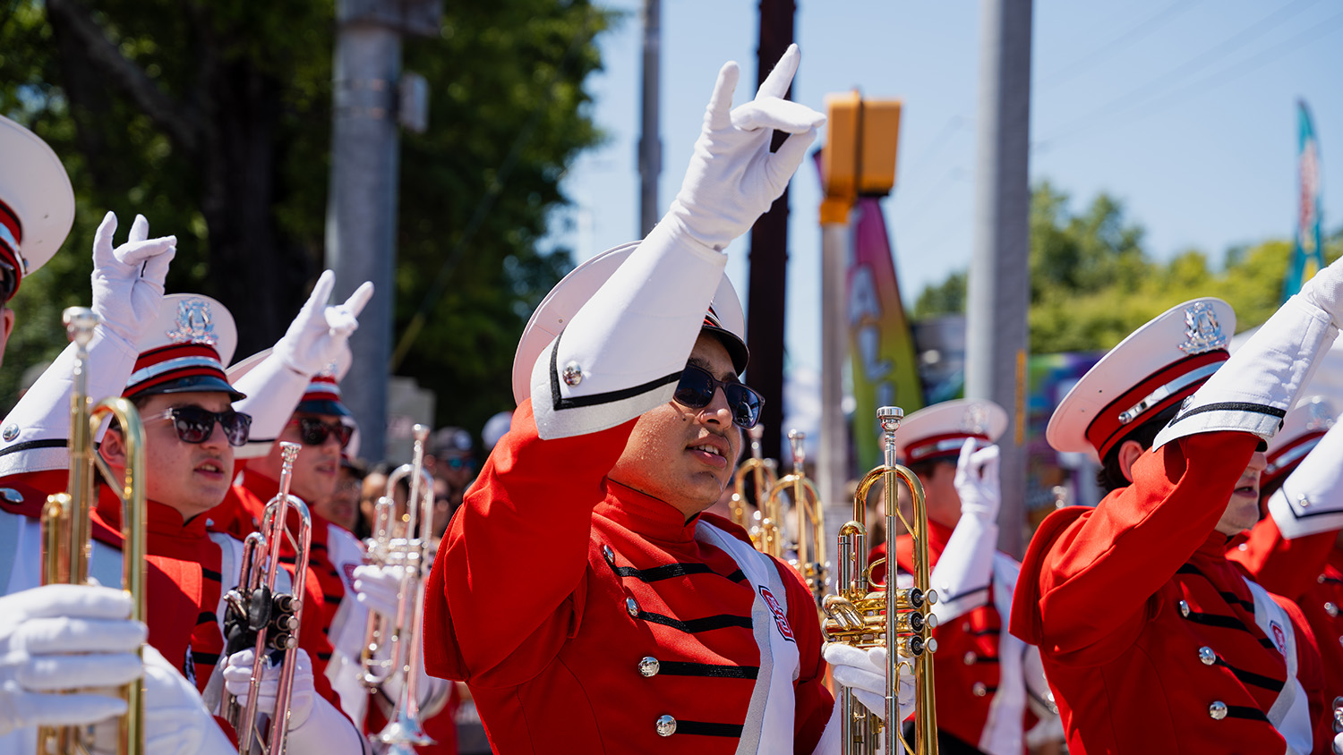 The NC State Marching Band performs at Packapalooza.